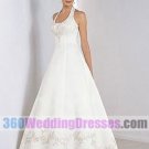 A-Line Halter No Waist/Princess Seams Satin Simple Wedding Dresses