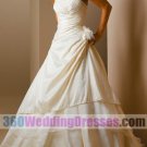 A-Line Strapless Dropped Waist Taffeta Elegant Wedding Dresses