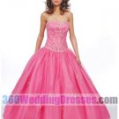 Strapless Dropped Waist Long Taffeta Quinceanera Dresses