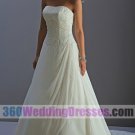 A-Line Strapless Dropped Waist Organza Elegant Wedding Dresses