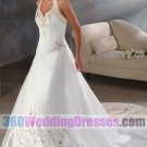 A-Line Halter Basque Waist Satin Elegant Wedding Dresses