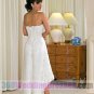 A-Line Strapless Natural Waist Tea Length Zippered Back Satin Beach Wedding Dresses