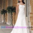 A-Line Tip of Shoulder Natural Waist Cap Sleeves Long Open Back/Backless Satin Elegant Wedding Dress