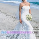 Sheath Scoop No Waist/Princess Seams Spaghetti Straps Long Lace Beach Wedding Dresses