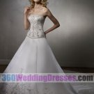 A-Line Strapless Dropped Waist Satin Elegant Wedding Dresses
