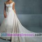 A-Line Scoop Dropped Waist Satin Elegant Wedding Dresses