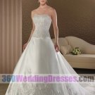 A-Line Strapless Dropped Waist Long Satin Elegant Wedding Dresses