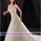 A-Line Strapless Empire Waist Long Lace Elegant Wedding Dresses