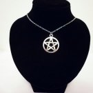 Antique Silver Pentagram Pentacle Star Necklace Goth Pagan Wicca