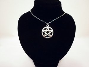 Antique Silver Pentagram Pentacle Star Necklace Goth Pagan Wicca