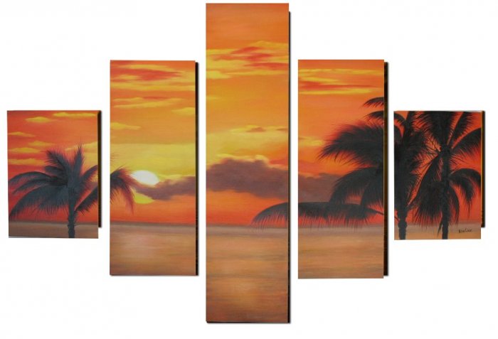 Modern oil painting on Canvas sunset glow painting set 316