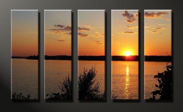 Modern Contemporary oil painting on Canvas sunset glow painting set 642