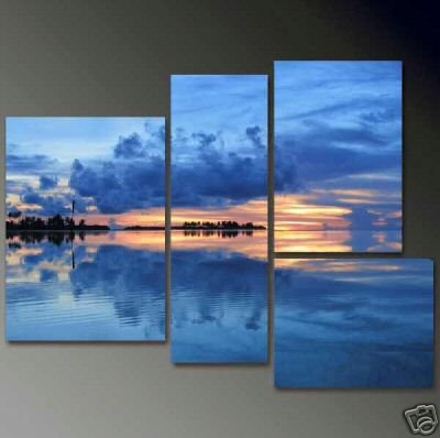 Modern Contemporary oil paintings on Canvas sunset glow painting set 687
