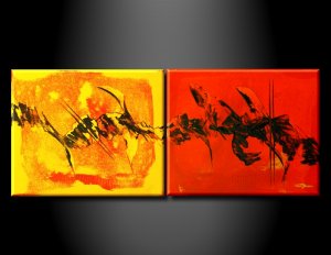 100% handmade Art deco Modern abstract oil paintings on Canvas set 09004