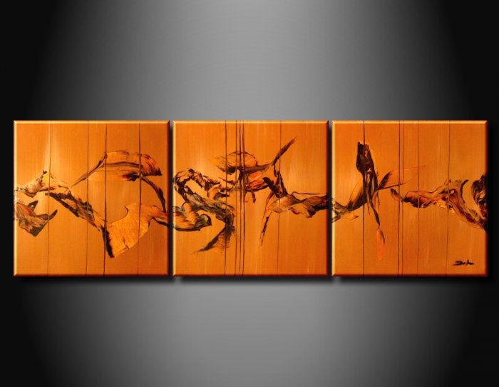 100% handmade Art deco Modern abstract oil paintings on Canvas set 09024