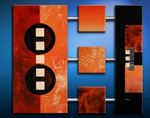 Handmade Art deco Modern abstract oil painting on Canvas set 09194