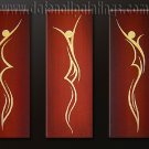 Handmade Art deco Modern abstract oil painting on Canvas set 09177