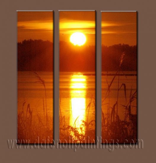 100% handmade Art deco Modern setting sun oil paintings on Canvas set10019