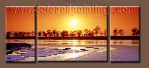 100% handmade Art deco Modern setting sun oil paintings on Canvas set10026