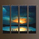 Handmade Art deco Modern setting sun oil painting on Canvas set 10046 Handmade Art deco Modern setting sun oil painting on Canvas set 10046
