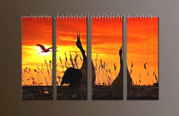 Handmade Art deco Modern setting sun oil painting on Canvas set 10049