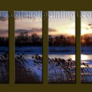 Modern Contemporary oil paintings on Canvas sunrise painting set10067