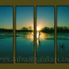 Modern Contemporary oil paintings on Canvas sunrise painting set10080