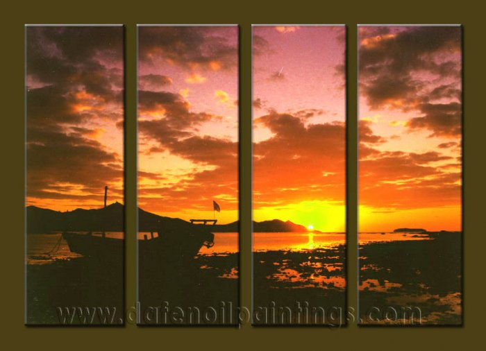 Modern Contemporary oil paintings on Canvas sunrise painting set10094