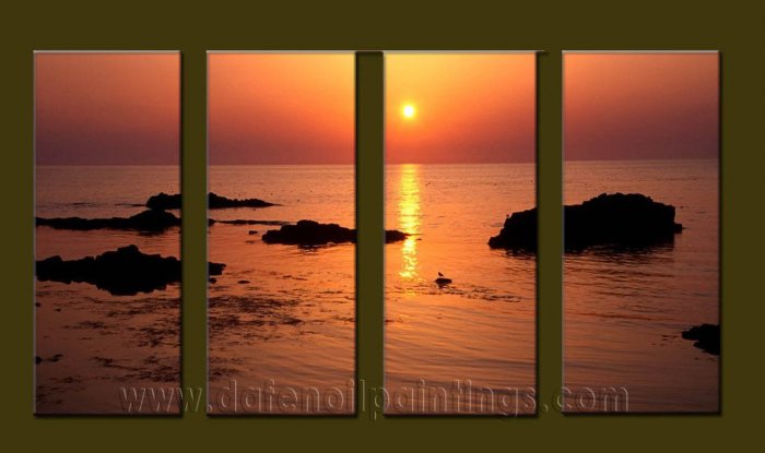 Modern Contemporary oil paintings on Canvas sunrise painting set10095
