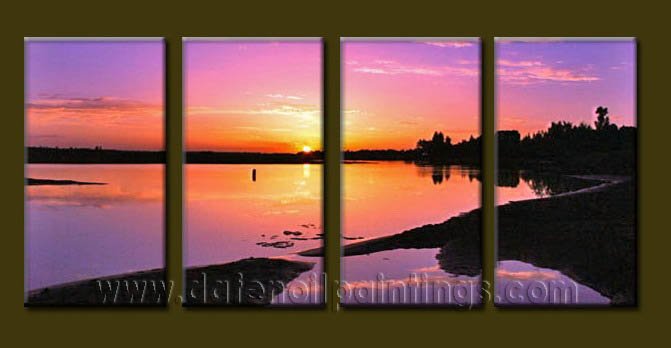 Modern Contemporary oil paintings on Canvas sunrise painting set10097