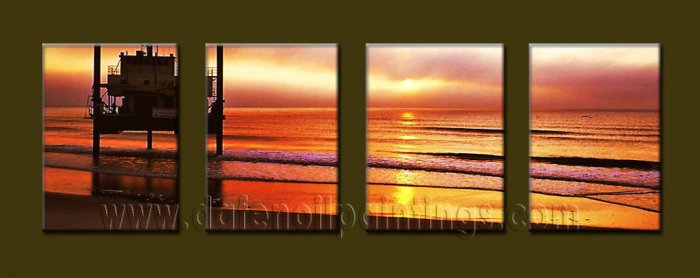 Modern Contemporary oil paintings on Canvas sunrise painting set10099