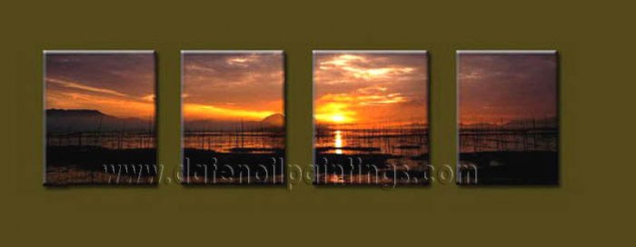 Modern Contemporary oil paintings on Canvas sunrise painting set10110
