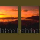 Modern Contemporary oil paintings on Canvas sunrise painting set10116