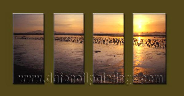 Modern Contemporary oil paintings on Canvas sunrise painting set10120