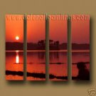 Modern Contemporary oil paintings on Canvas sunrise painting set10121