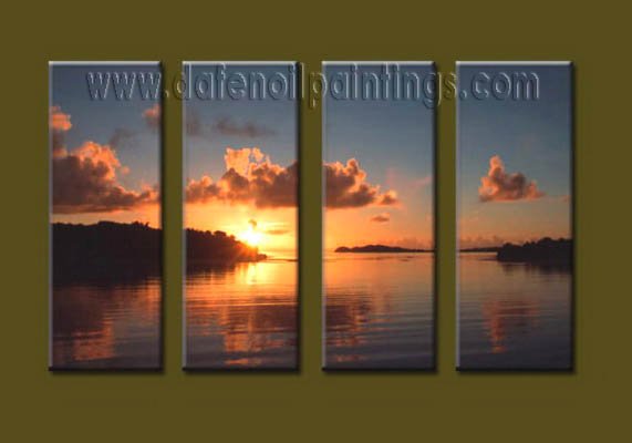 Modern Contemporary oil paintings on Canvas sunrise painting set10126
