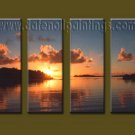 Modern Contemporary oil paintings on Canvas sunrise painting set10126