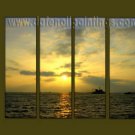 Modern Contemporary oil paintings on Canvas sunrise painting set10127