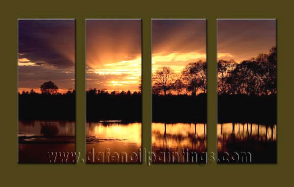 Modern Contemporary oil paintings on Canvas sunrise painting set10131