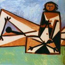 Pablo Picasso Classical Oil Paintings Man And Woman On The Beach Homme Et Femme Sur La Plage