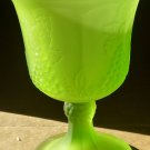 VINTAGE INDIANA GLASS FROSTED GREEN GLASS GOBLET HARVEST GRAPE DESIGN JUDAICA
