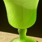 VINTAGE INDIANA GLASS FROSTED GREEN GLASS GOBLET HARVEST GRAPE DESIGN JUDAICA