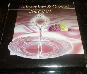 GORGEOUS SILVERPLATE AND CRYSTAL SERVER CAKE CANDY 7" NMB