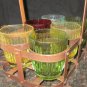 UNIQUE VINTAGE 60th MULTICOLORED GLASS TUMBLERS IN CADDY LEMONADE INDIA