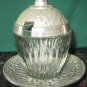 ANTIQUE GLASS ALUMINUM CONDIMENT MUSTARD JAM 3 PC SET