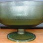 VINTAGE DEPRESSION GLASS SAGE GREEN HUGE COMPOTE BOWL HOOSIER TREE BARK DESIGN