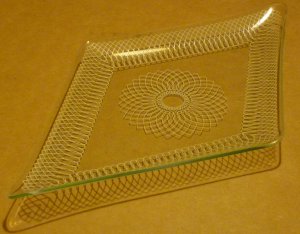 VINTAGE ELEGANT GLASS DISH HANDPAINTED DIAMOND SHAPED CHANCE GLASS ENGLAND