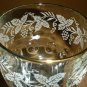 VINTAGE EMBOSSED CLEAR GLASS FOOTED DISH COMPOTE GLASS GOLD TRIM