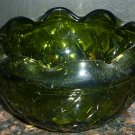 GORGEOUS VINTAGE INDIANA AVOCADO GREEN GLASS QUILTED DIAMOND PATTERN
