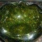GORGEOUS VINTAGE INDIANA AVOCADO GREEN GLASS QUILTED DIAMOND PATTERN